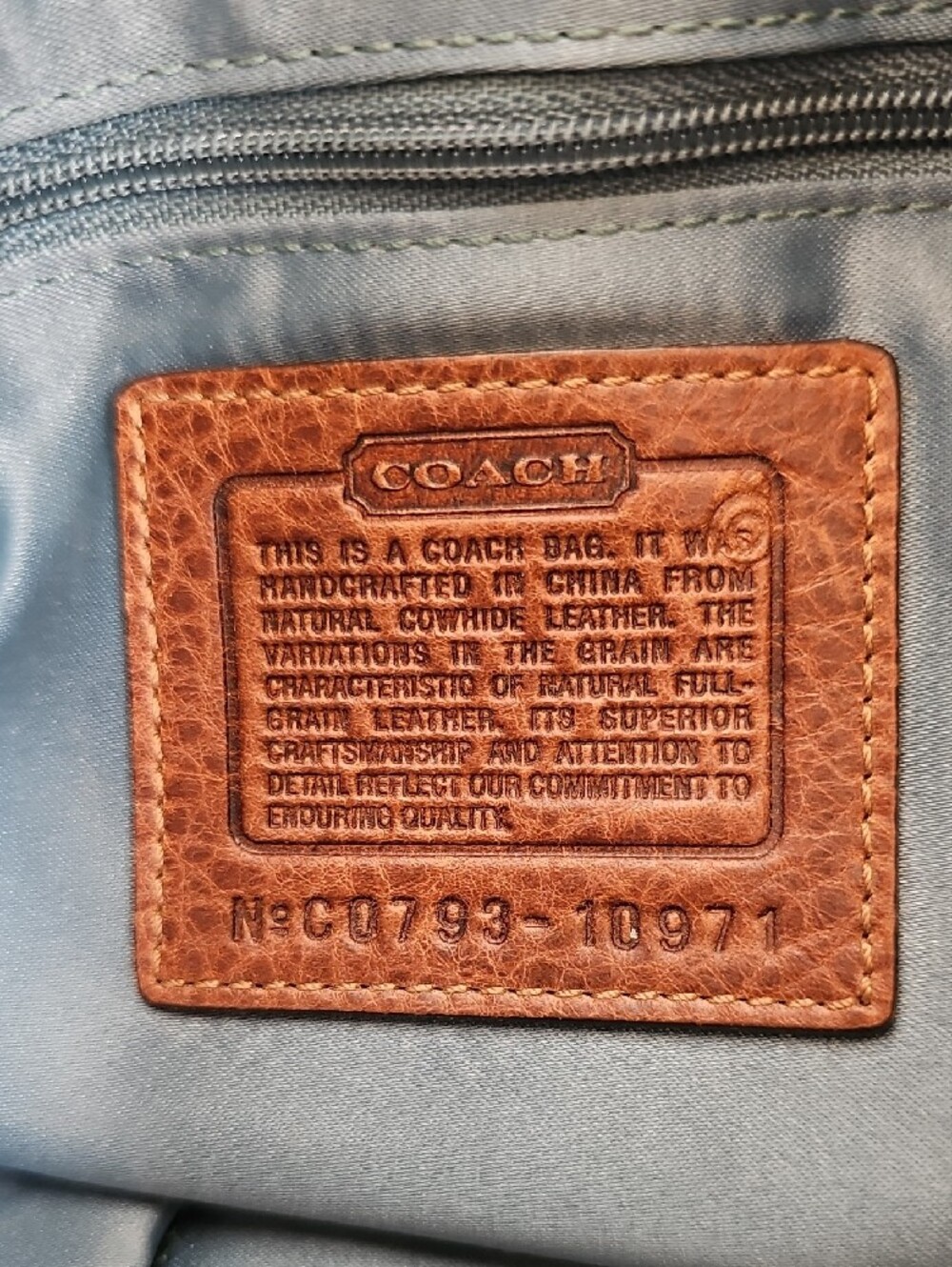 COACH Archival Abbey Grommet Lace Pebbled Leather Hobo 10971 Tobacco Brown EUC - Picture 12 of 12